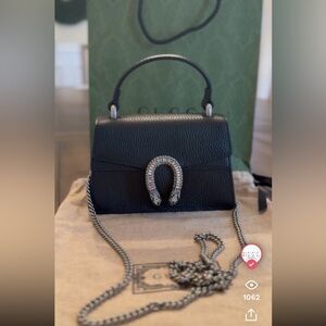 Gucci Black Leather Handbag new nwt, top Handle & crossbody